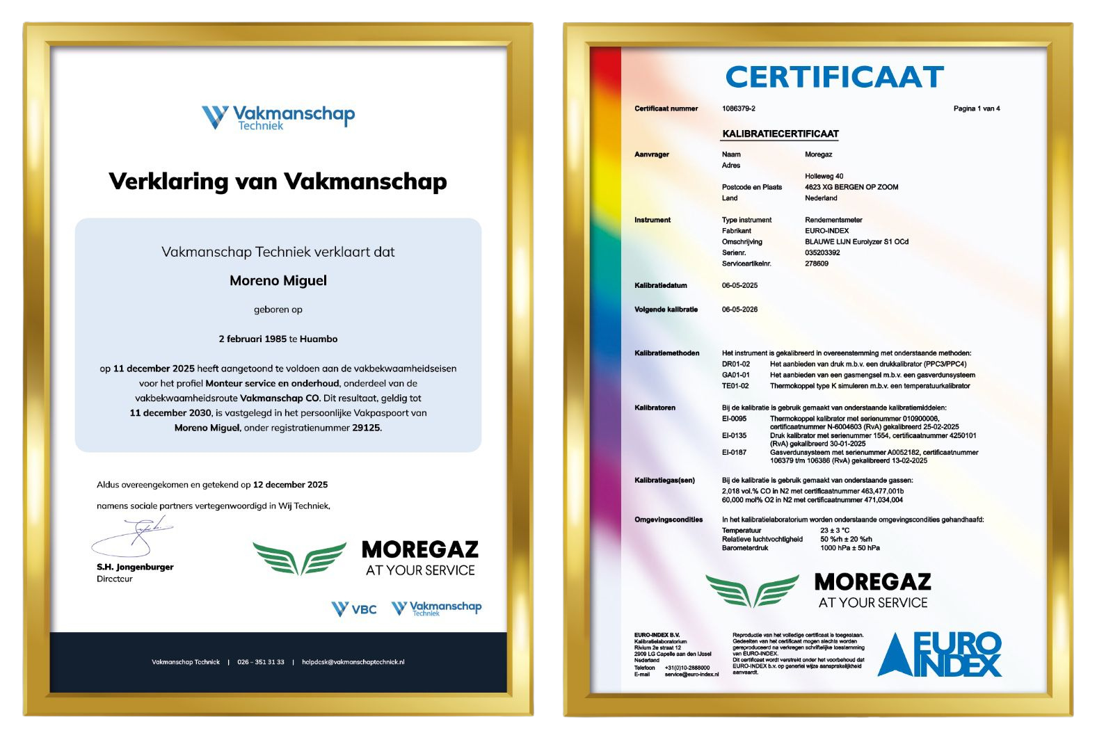 Certificaten Moregaz